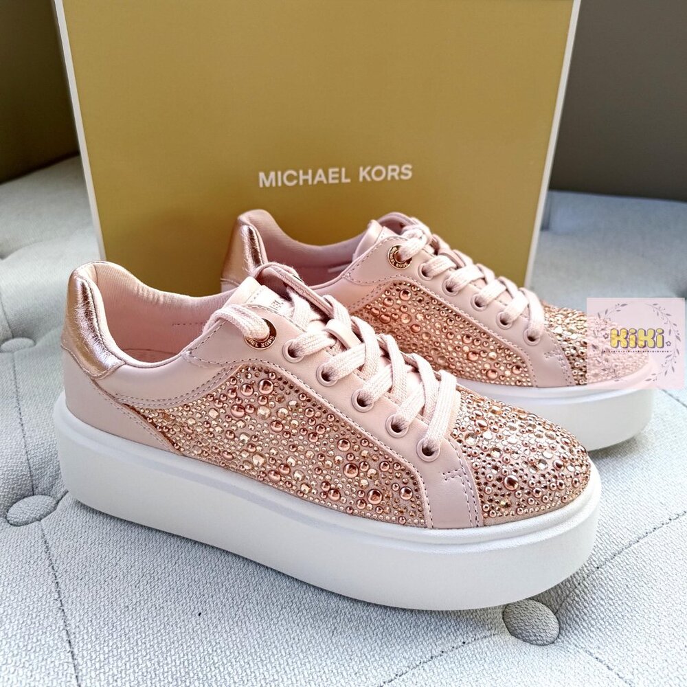 Michael Kors Romey Embellished Platform Sneaker Pink 49F5RMFS1S - Picture 8 of 15